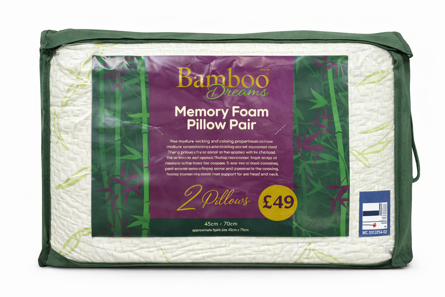 Cooling Dreams Memory Foam Pillow Pair – Cooling Support (45x70cm)
