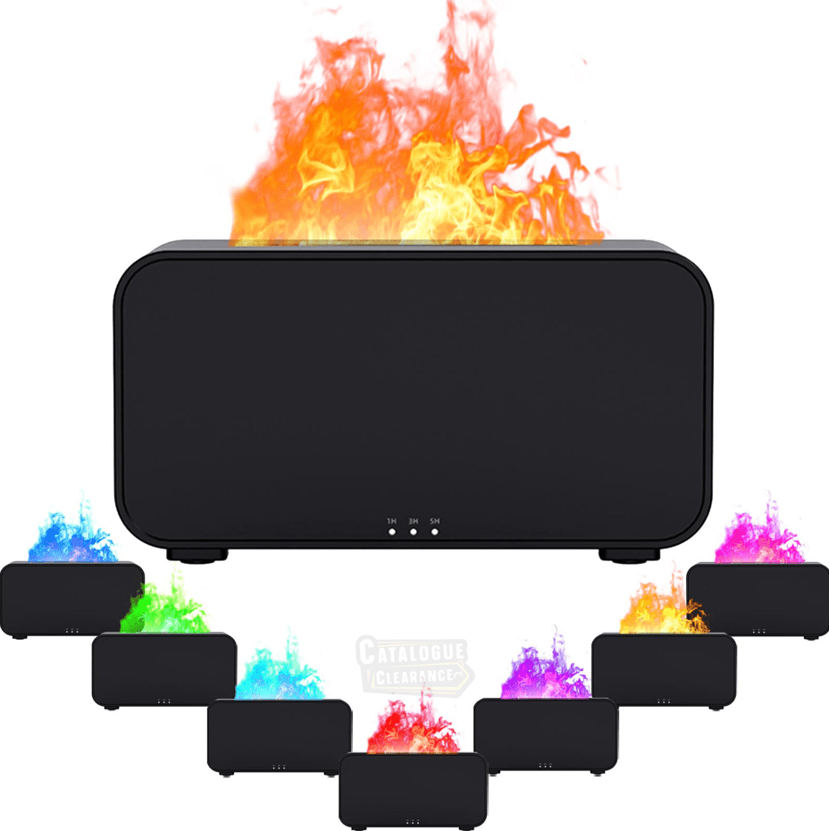 Flame Effect Essential Oil Diffuser & Cool Mist Humidifier – LED Color Changing Aroma Diffuser