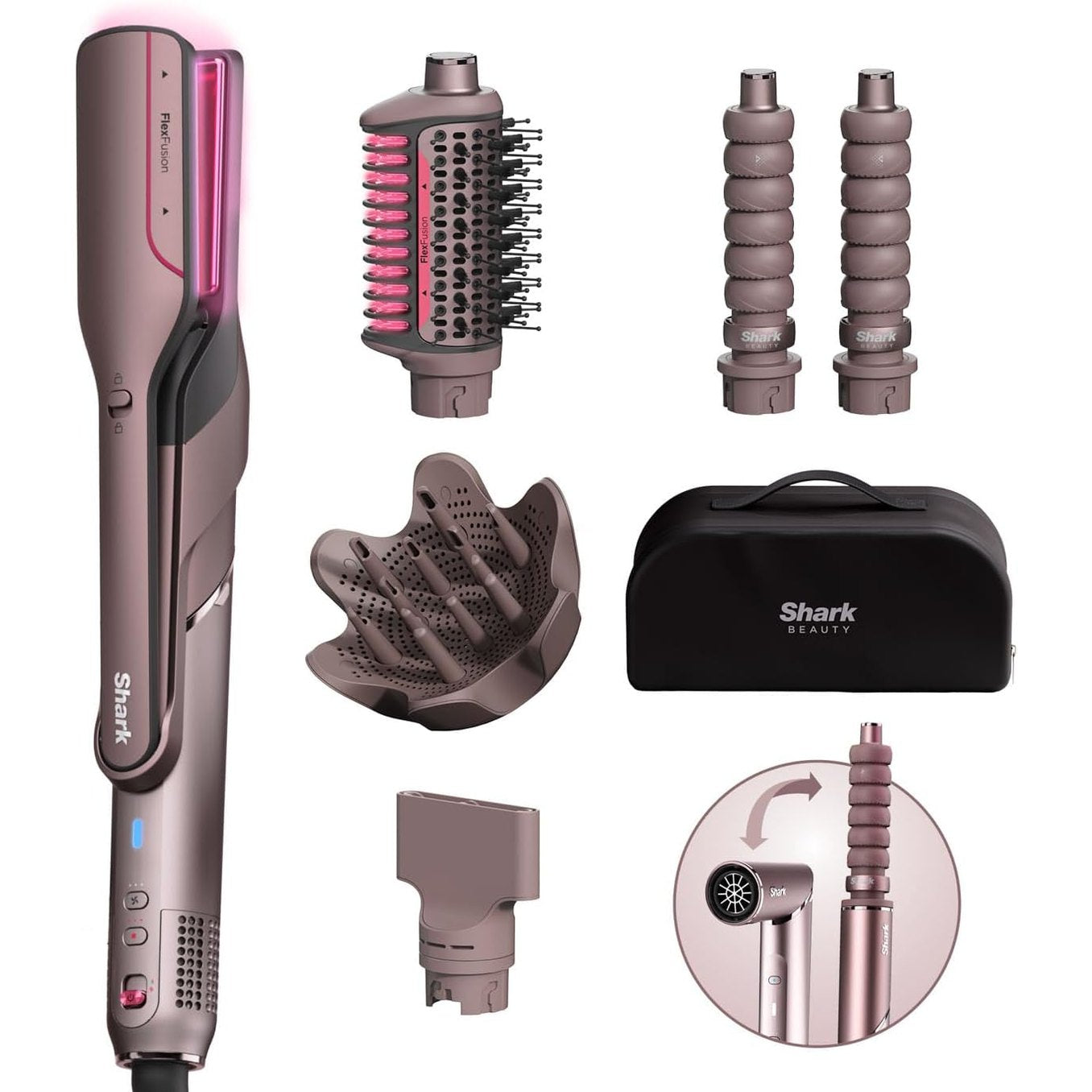 Shark FlexFusion 5-in-1 Air Styler & Dryer with Ceramic Straightener and Case – HD652SUK