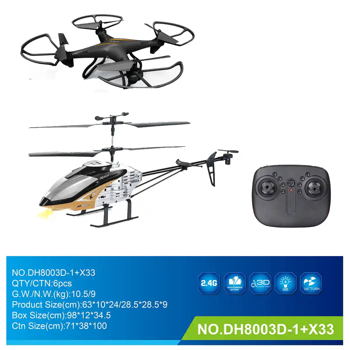 2-in-1 Remote Control Drone & Helicopter Set – Dual Flight Fun for Kids