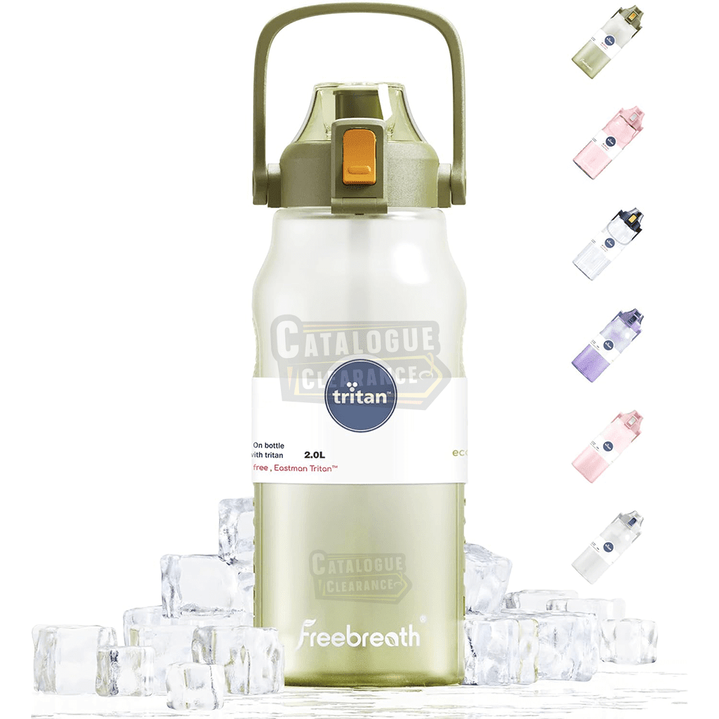 Free Breath 2L Sports Water Bottle – BPA-Free Tritan, Leakproof with Straw, Perfect for Gym & Outdoor Activities
