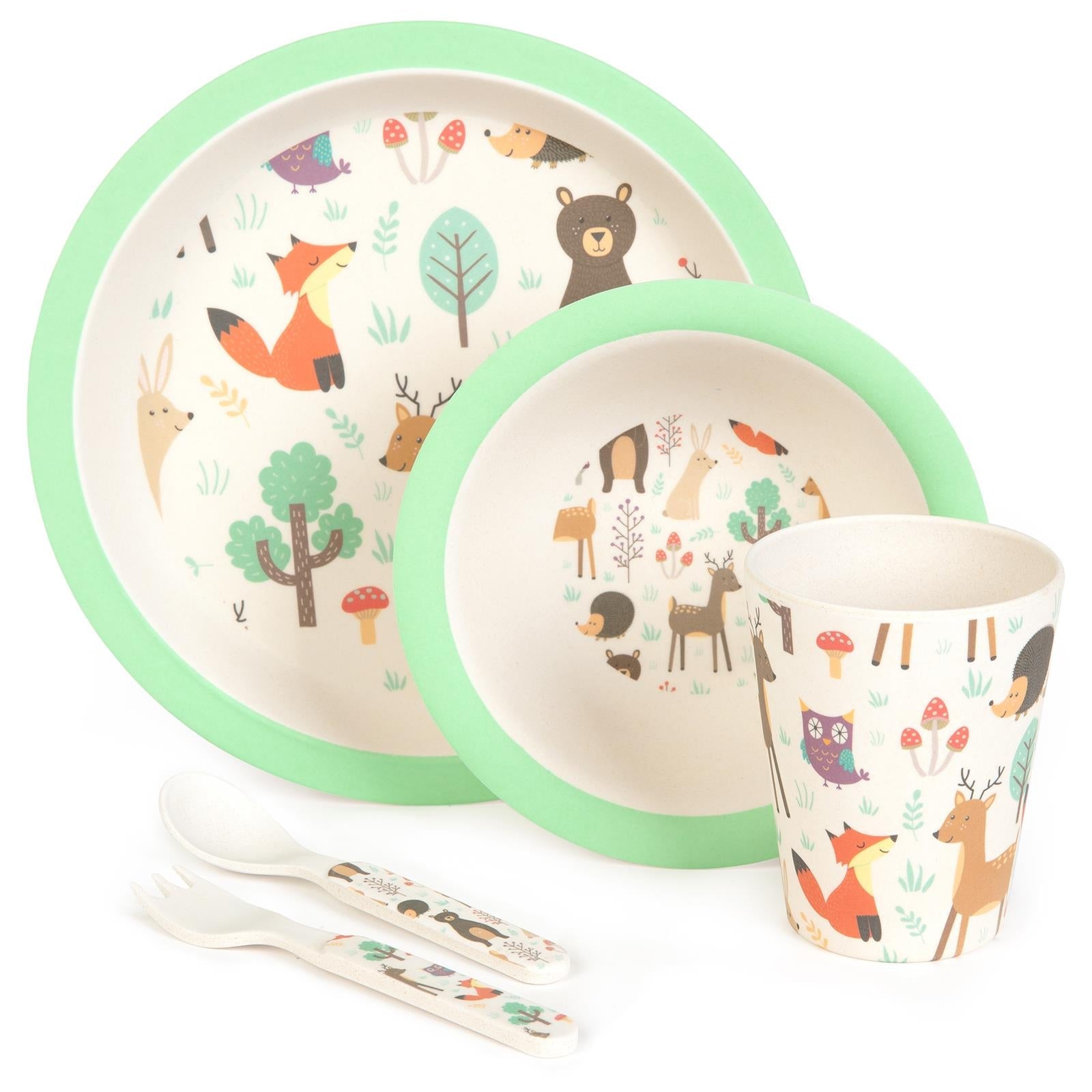 Boppi Toddler Bamboo Fibre Dinner Picnic Set 5-Piece Tableware