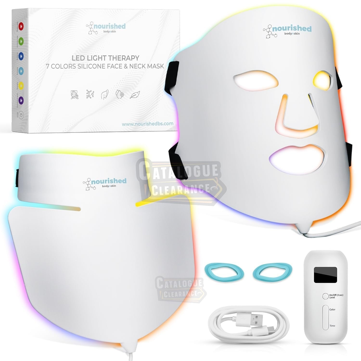 Nourished Body&skin LED Face & Neck Mask - 7 Colours for Anti-Aging & Rejuvenation
