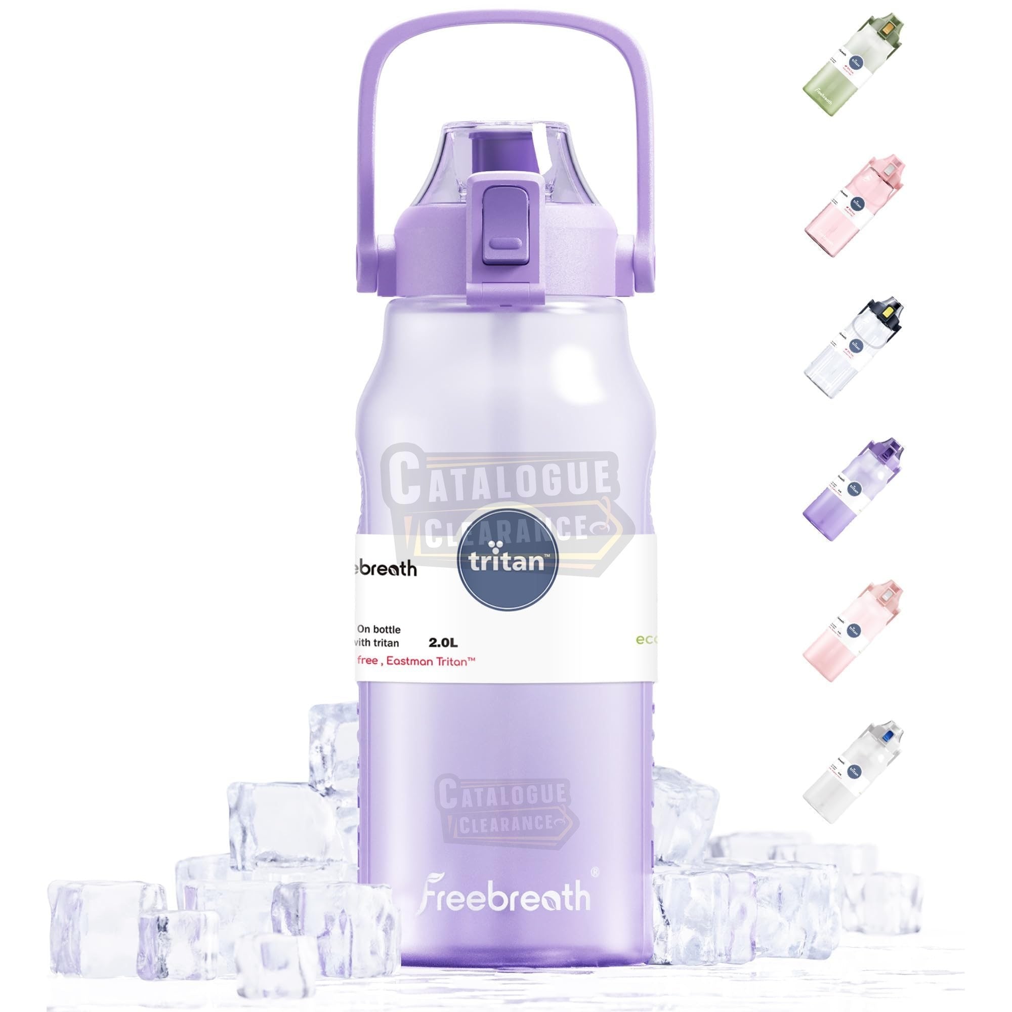 Free Breath 2L Sports Water Bottle – BPA-Free Tritan, Leakproof with Straw, Perfect for Gym & Outdoor Activities