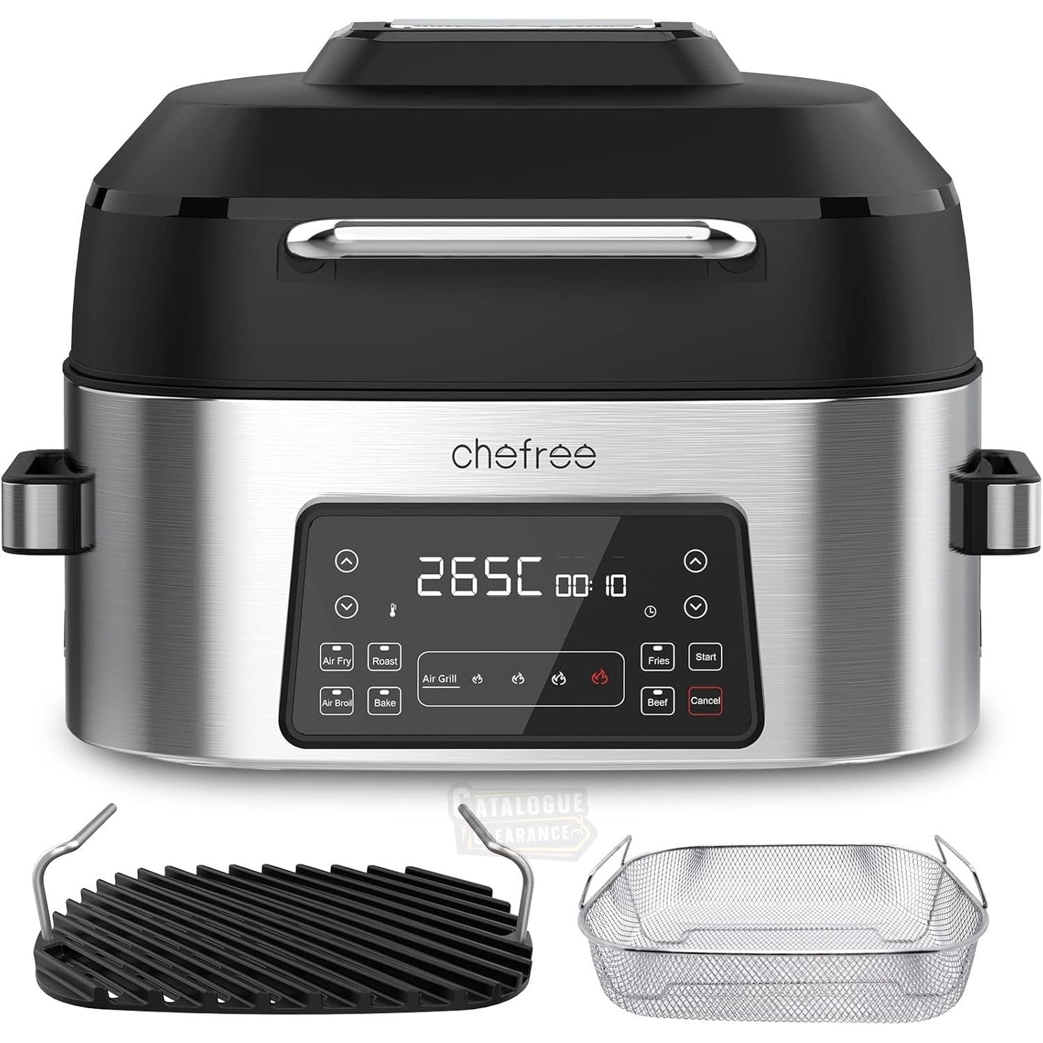 CHEFREE 6L Health Grill & Air Fryer – 6-in-1 XL Smart Multicooker, Smokeless & Oil-Free (AFG01)