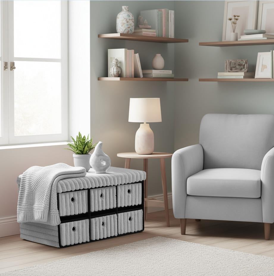 Gaveno Cavailia ribbed luxe 6 drawer ottoman chest