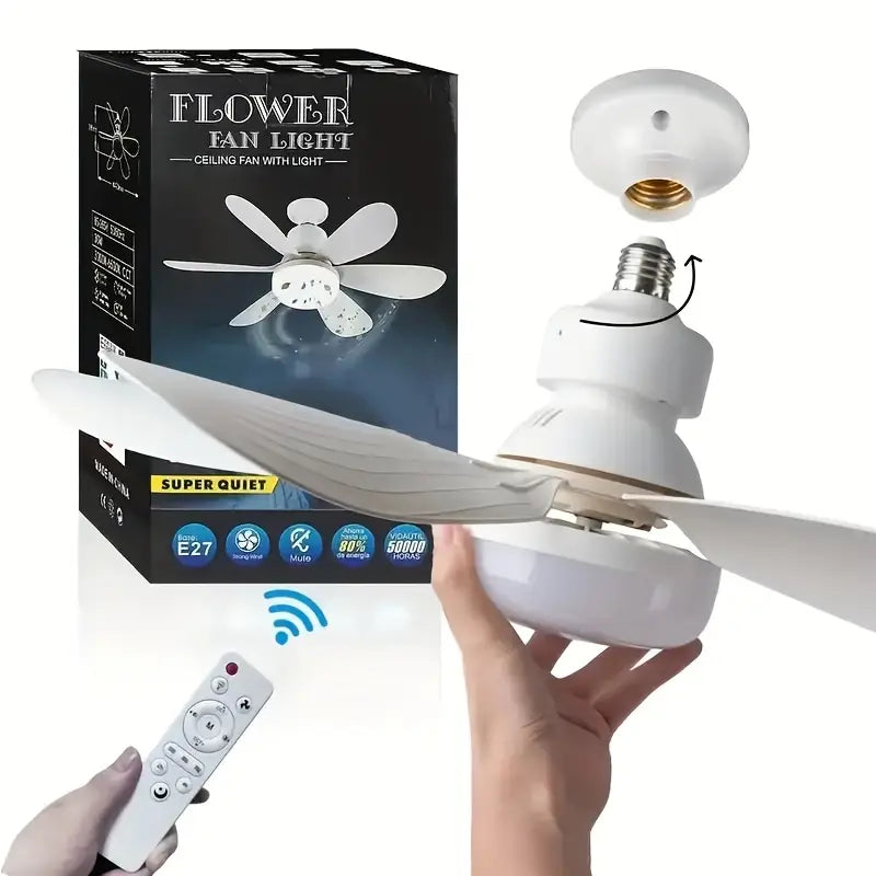 LED flower fan light Socket Ceiling Fan – Smart Home Lighting & Cooling Solution