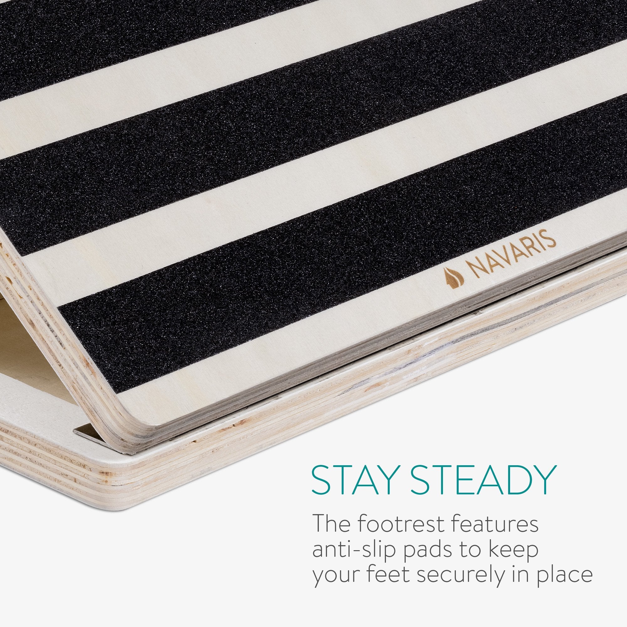 Navaris Adjustable Wooden Slant Board β Calf Stretcher Incline Board with Anti-Slip Grip β Foldable Exercise Wedge