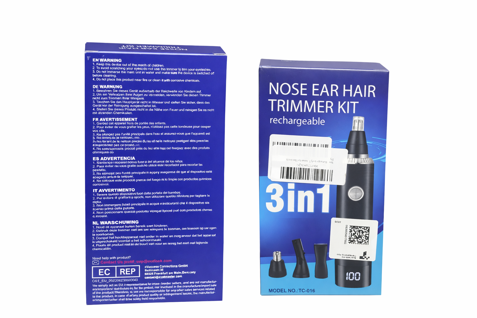 Rechargeable Nose & Ear Hair Trimmer Kit – 3 in 1 Grooming Tool