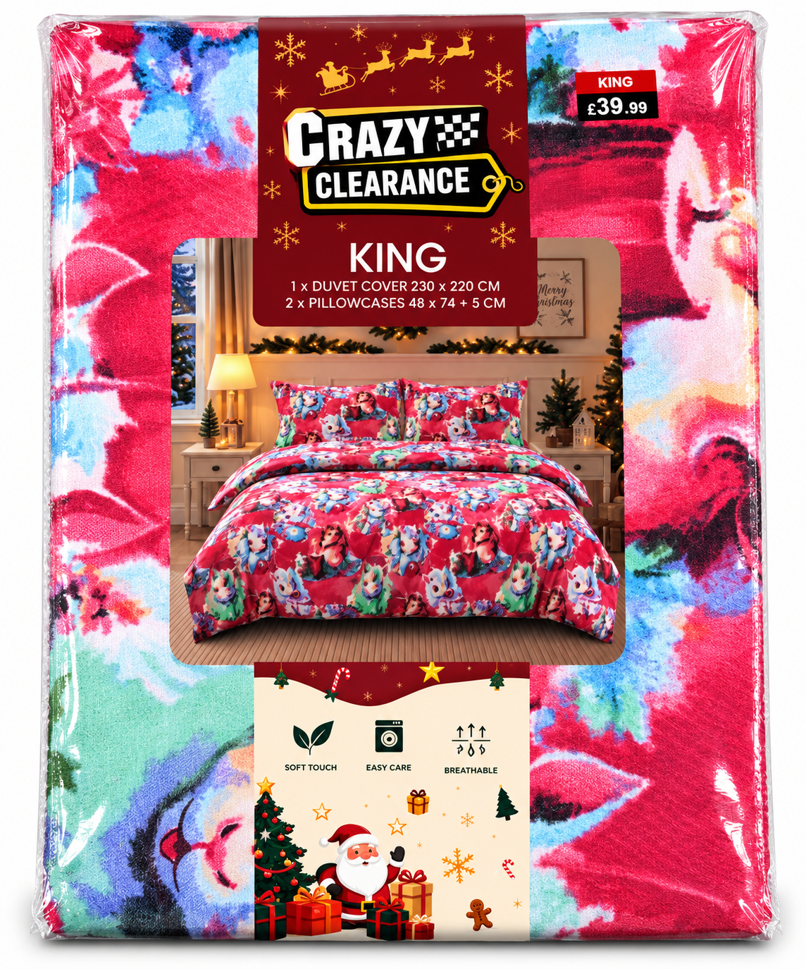 Christmas Duvets,Single,Double & King Size Duvet Cover Set – 3 Piece| 11 Different Designs