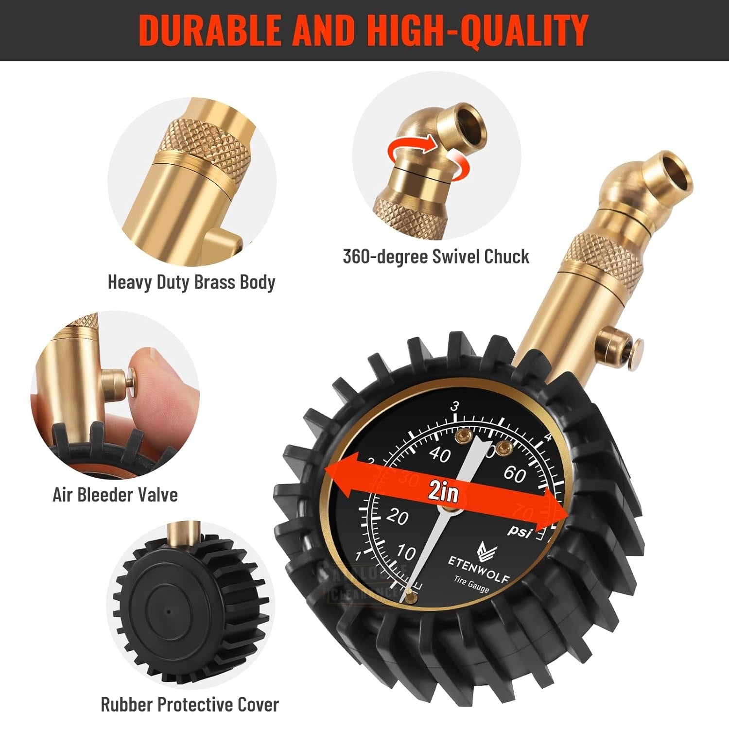 ETENWOLF G200 Tire Pressure Gauge for Cars 0-75 PSI