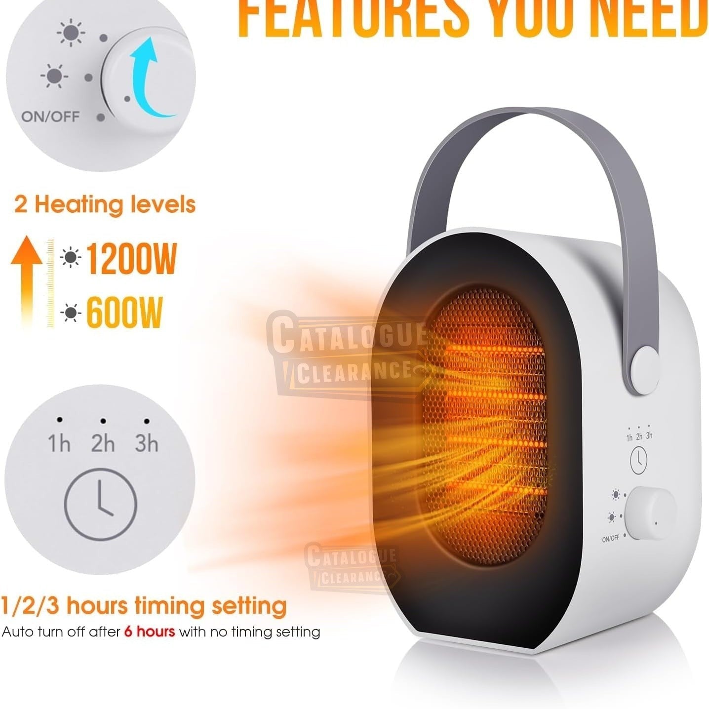 1200W/600W Portable Electric Fan Heater – Energy-Efficient & Safe