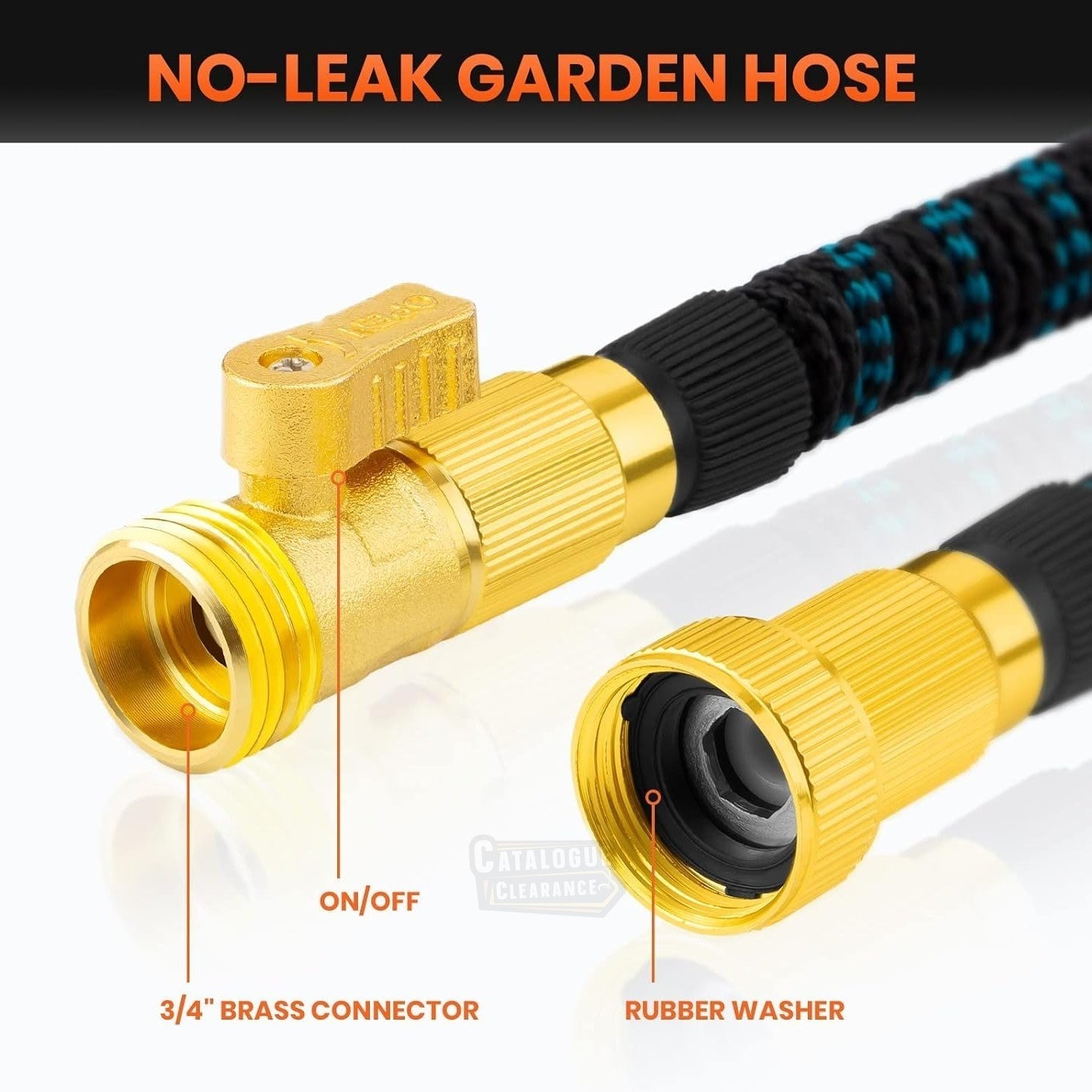 75ft Expandable Garden Hose with Brass Fittings & 10-Pattern Spray Nozzle + Soap Foam Gun