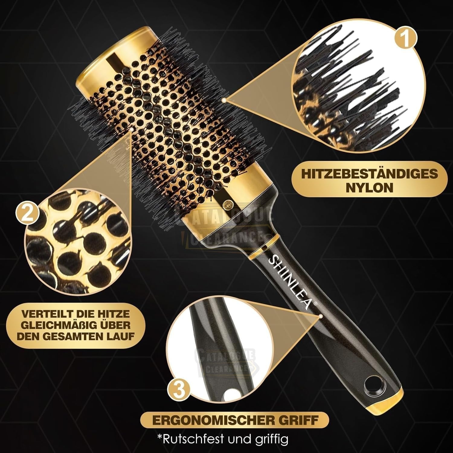 SHINLEA 53mm Round Brush for Blow Drying – Nylon & Aluminium Professional Hair Brush for Curls and Styling Without Pulling