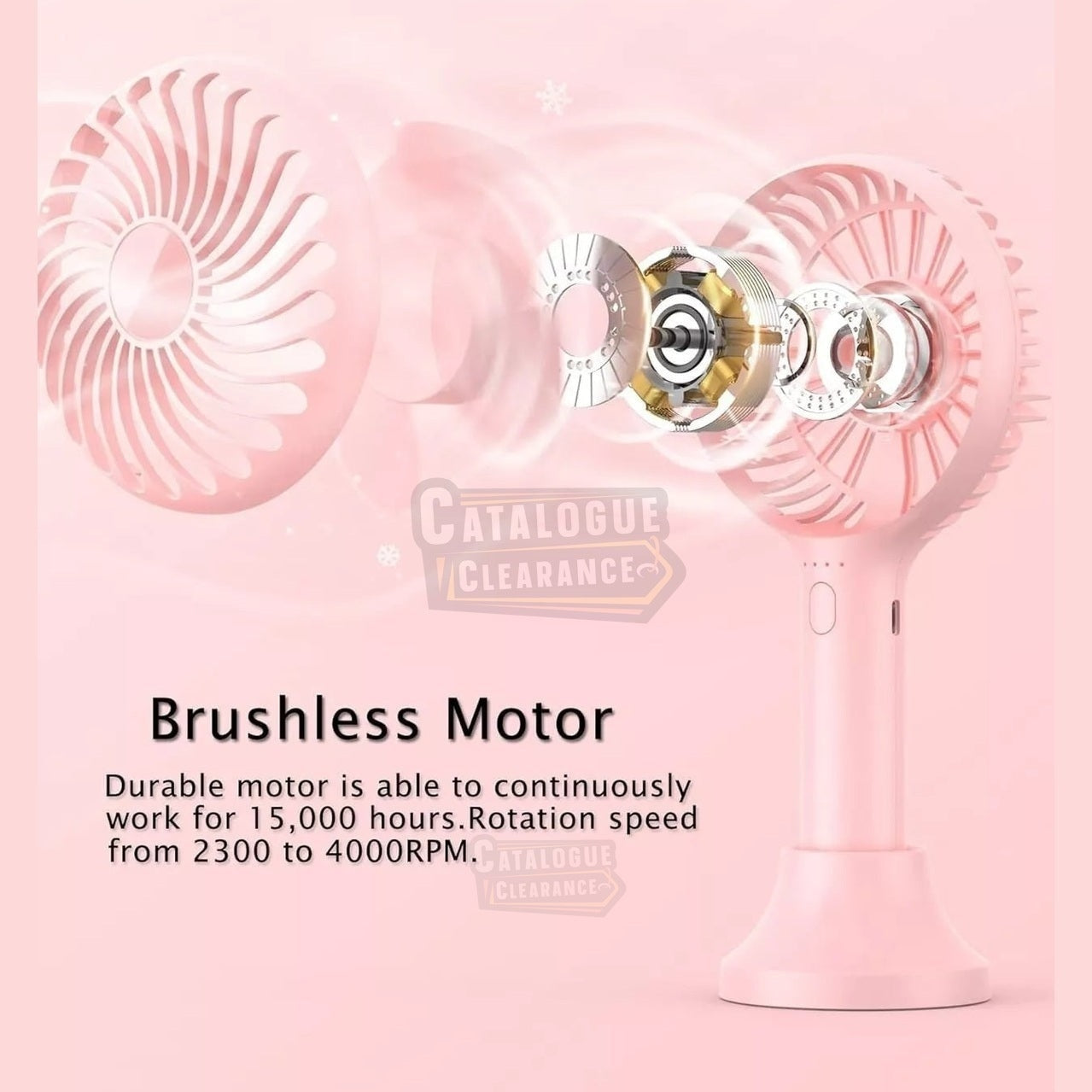POWERbeast Handheld Mini Fan Travel With USB Rechargeable Battery 4 Speeds