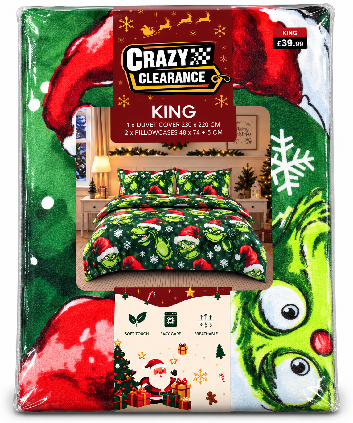 Christmas Duvets,Single,Double & King Size Duvet Cover Set – 3 Piece| 11 Different Designs