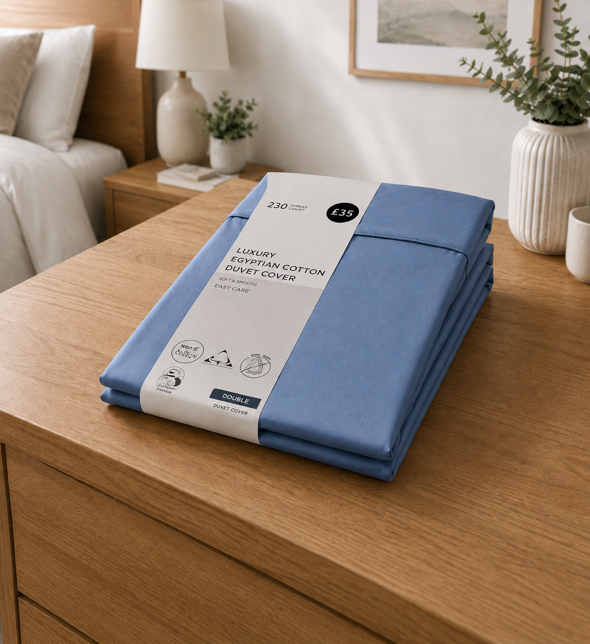 HIGH ST BRAND - BLUE EGYPTIAN COTTON DUVET COVER - DOUBLE