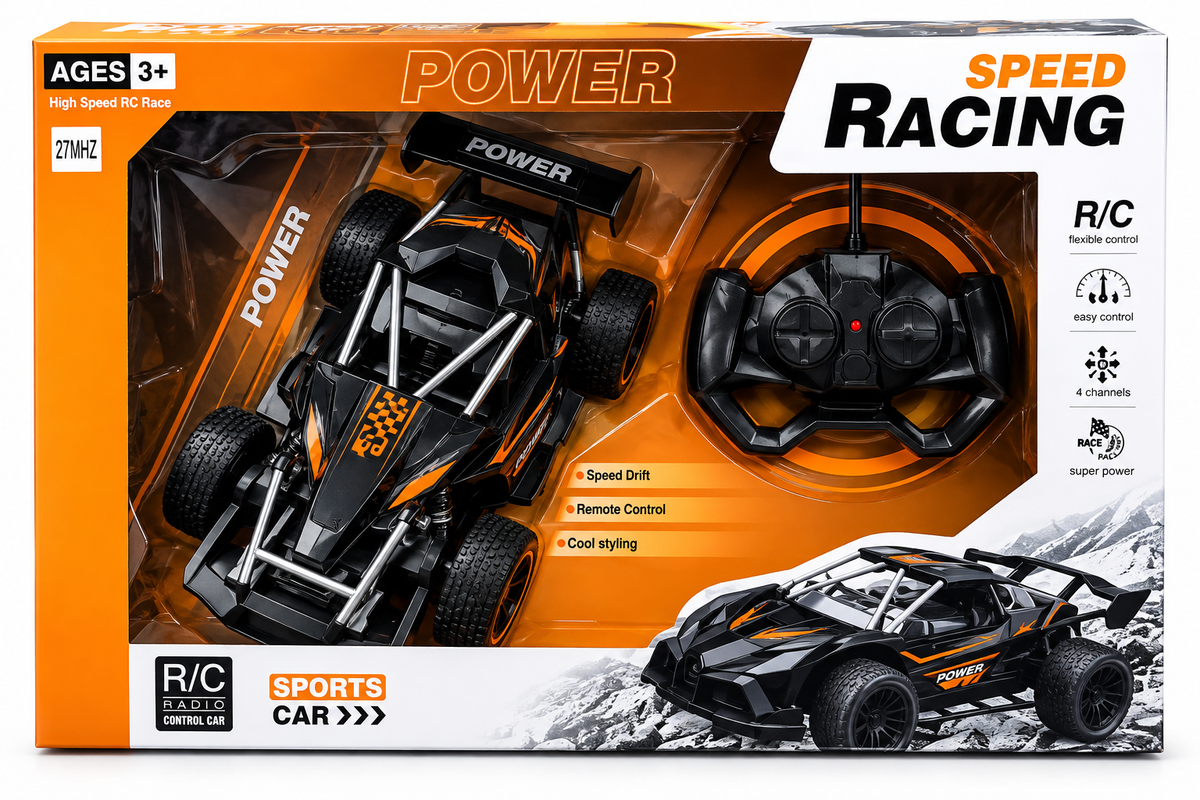High Speed RC Racing Car – 4 Channel Remote Control Off-Road Buggy – Black & Orange