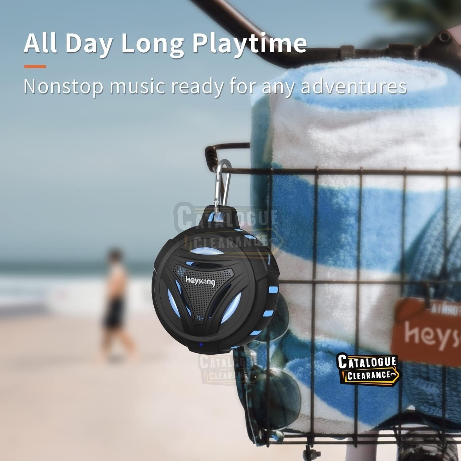 HEYSONG Waterproof Bluetooth Speaker | 36H Playtime, LED Lights, Deep Bass, IP67(Color may vary)