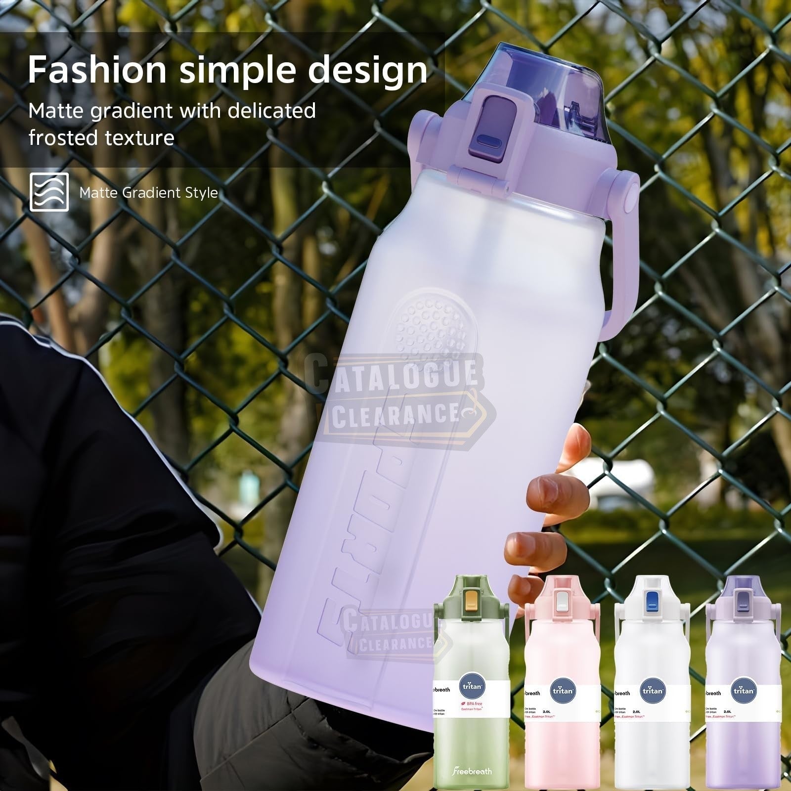 Free Breath 2L Sports Water Bottle – BPA-Free Tritan, Leakproof with Straw, Perfect for Gym & Outdoor Activities