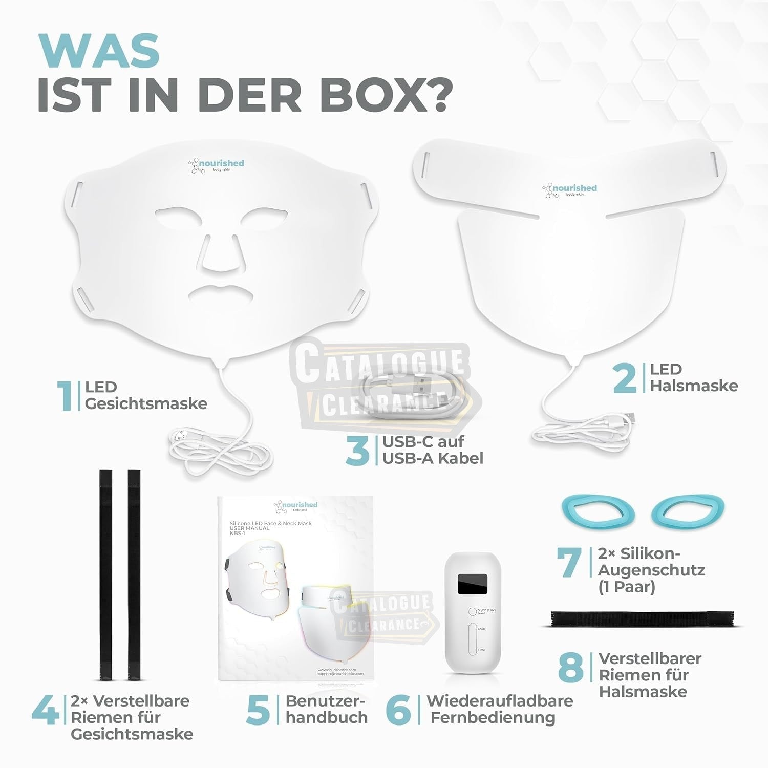 Nourished Body&skin LED Face & Neck Mask - 7 Colours for Anti-Aging & Rejuvenation