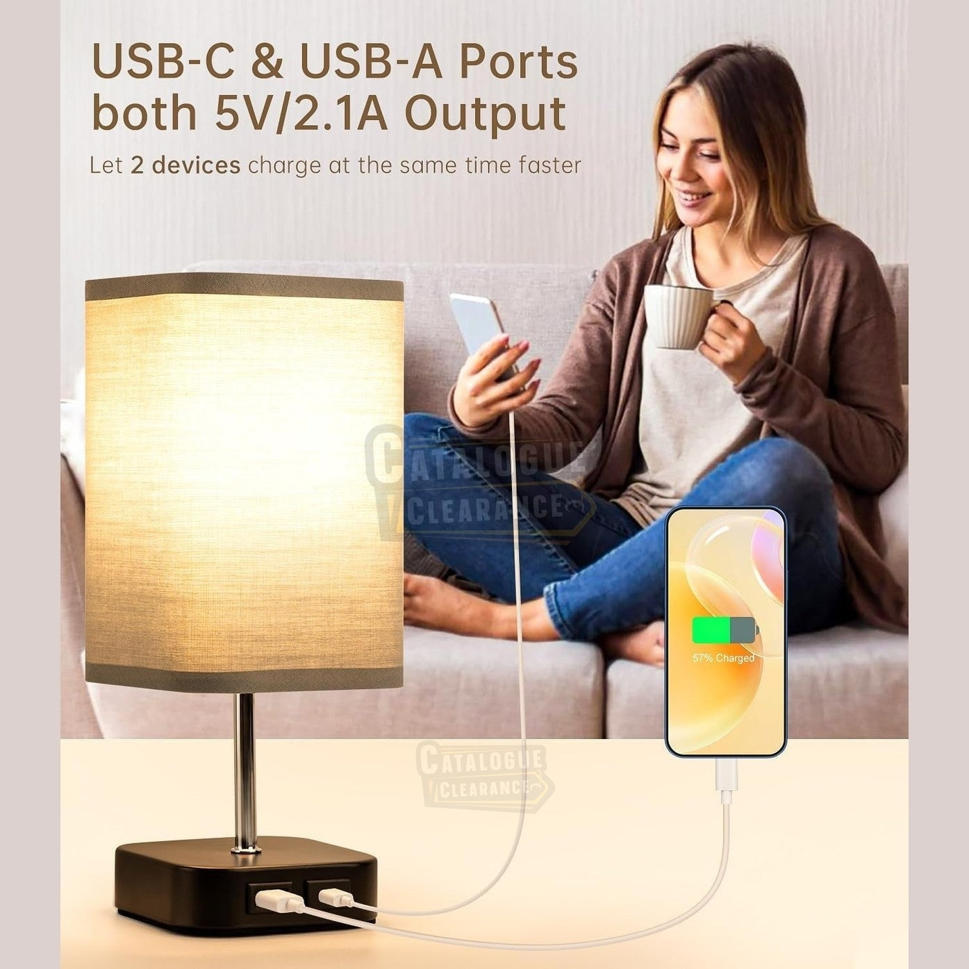 Table Touch Bedside Lamp – Rechargeable, 3-Way Dimmable with USB Charging Ports