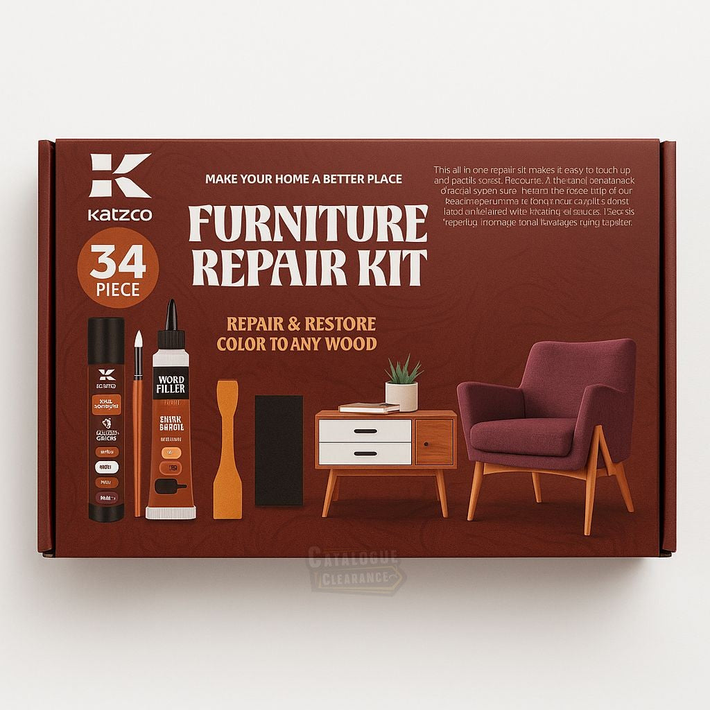 Katzco 34-Piece Furniture Repair Kit – Restore & Recolor Wood Furniture Easily