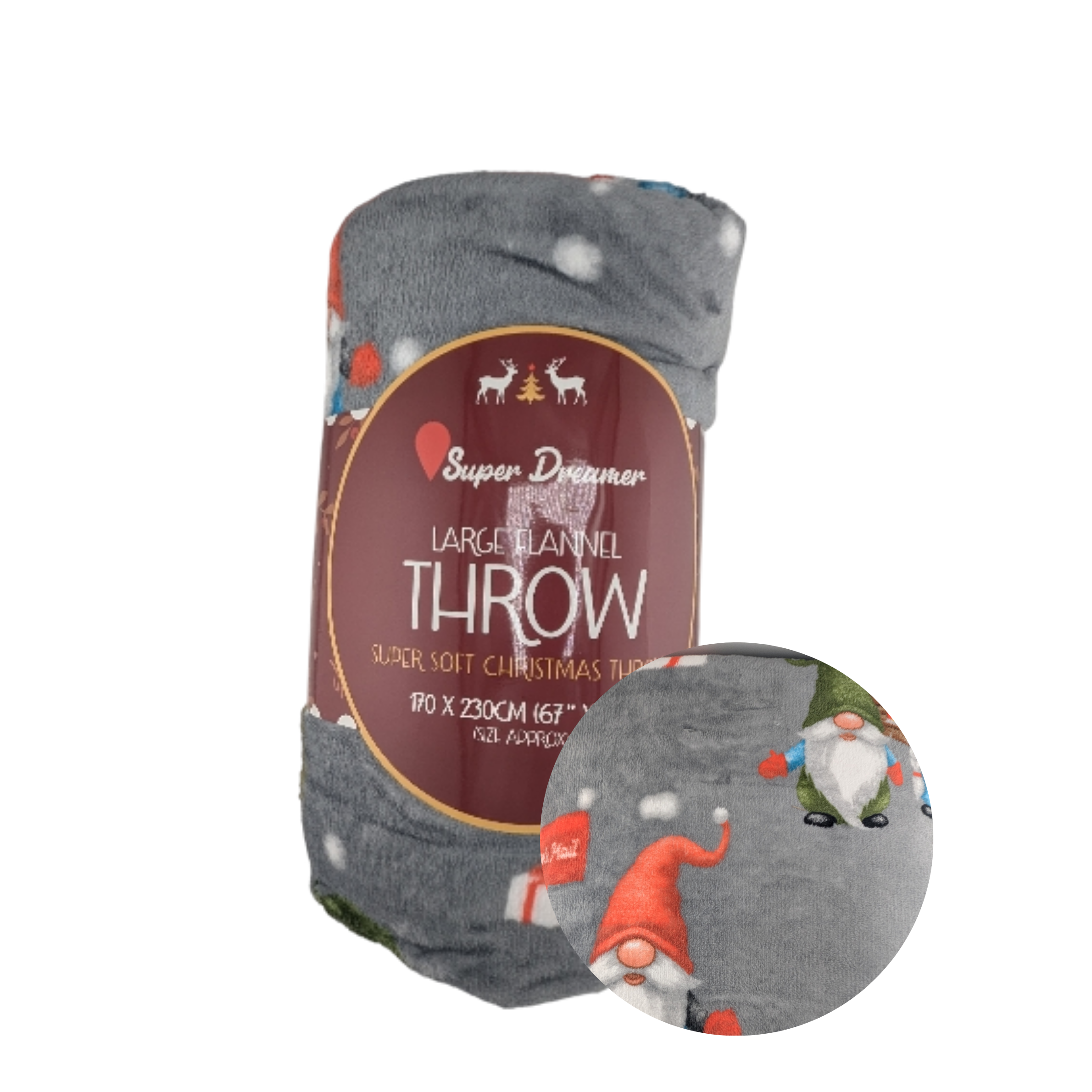 Super Dreamer Large Flannel Christmas Throw – 170 x 230cm Super Soft Festive Blanket