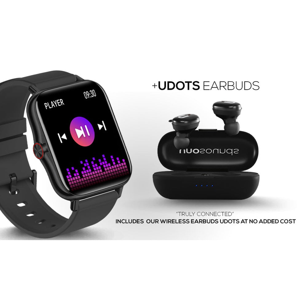 UNOSOUNDS Uwatch 1 with Earbuds, High-End Fitness Tracker for Women/Men, IP67, Health Smartwatch