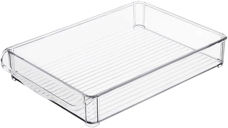Clear Fridge & Freezer Storage Bin with Lid – 30×30×5cm Stackable PET Organizer