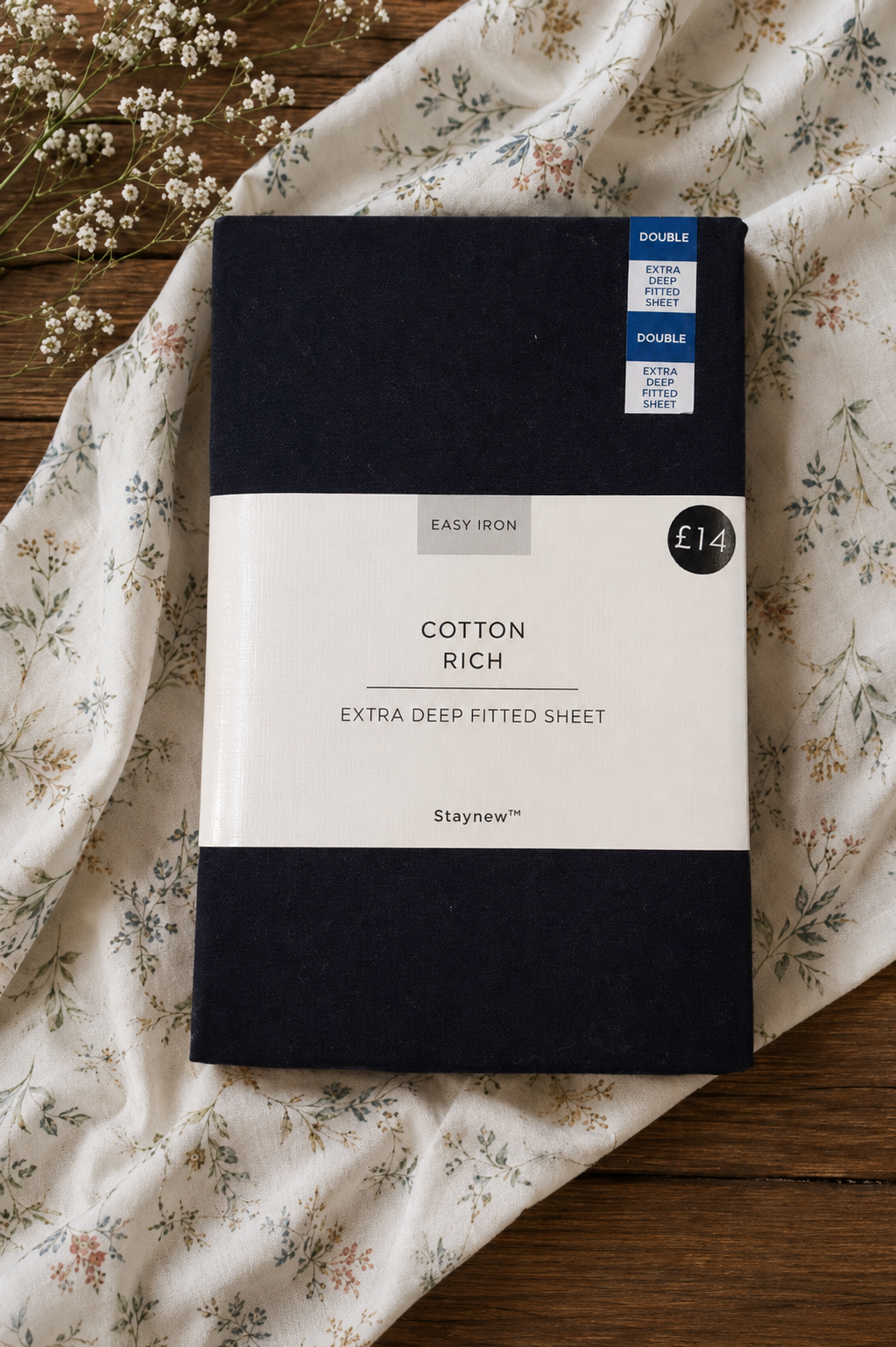 HIGH ST BRAND - BLACK COTTON FITTED SHEET - DOUBLE