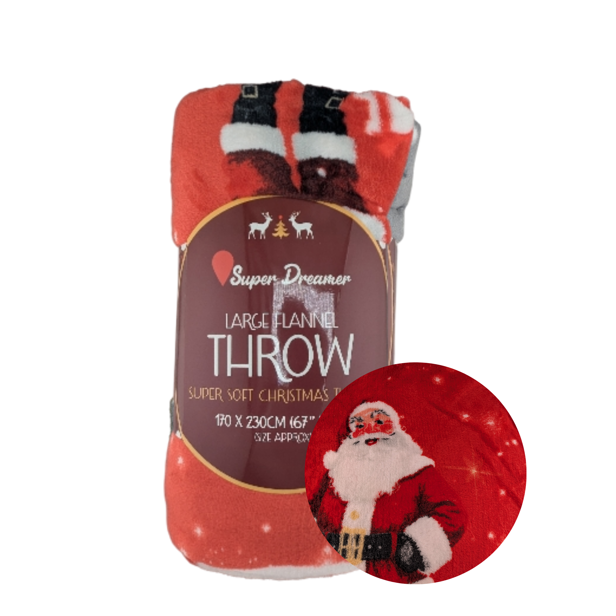 Super Dreamer Large Flannel Christmas Throw – 170 x 230cm Super Soft Festive Blanket