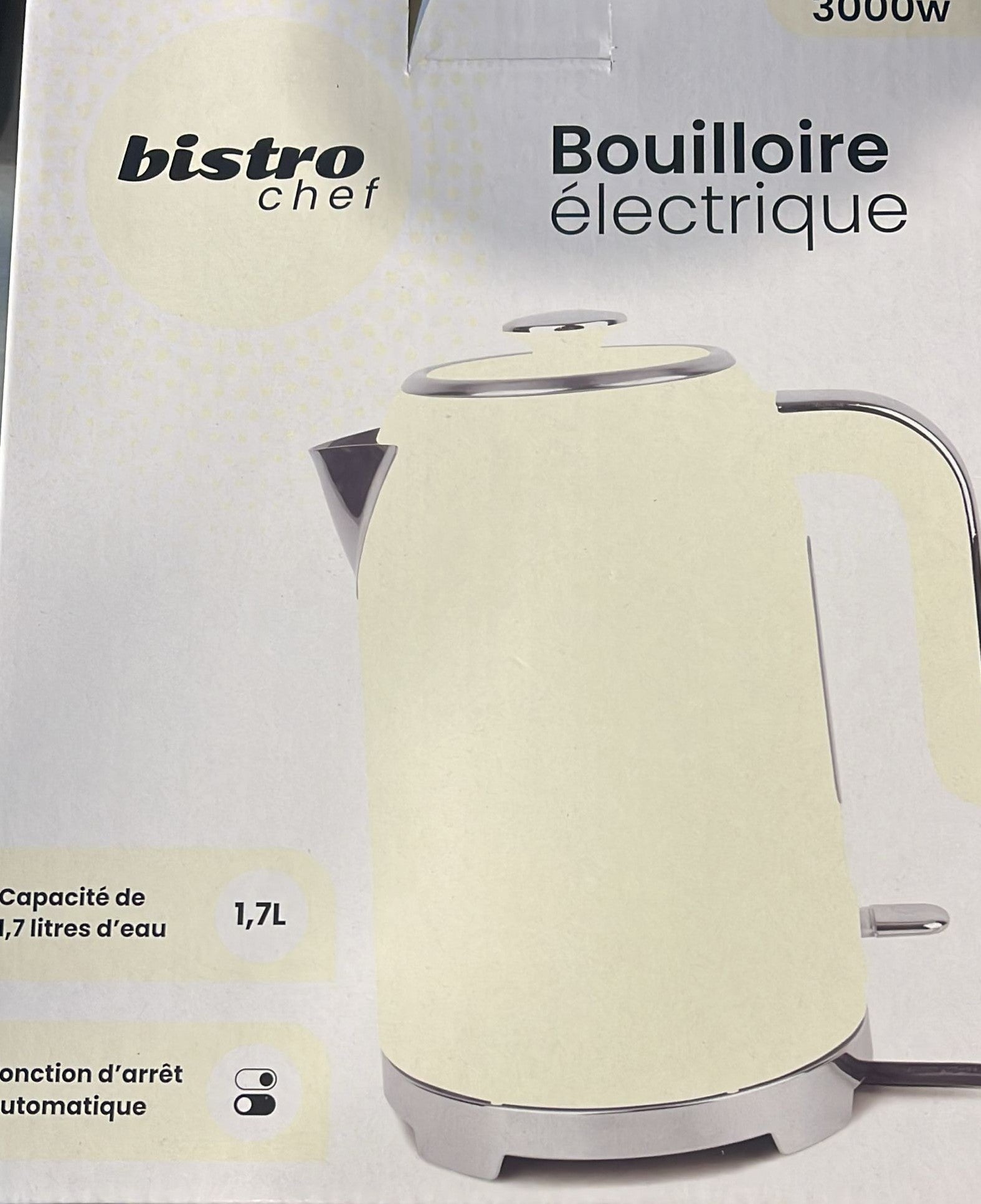 Bistro Chef 1.7L Electric Kettle – Cream | 3000W
