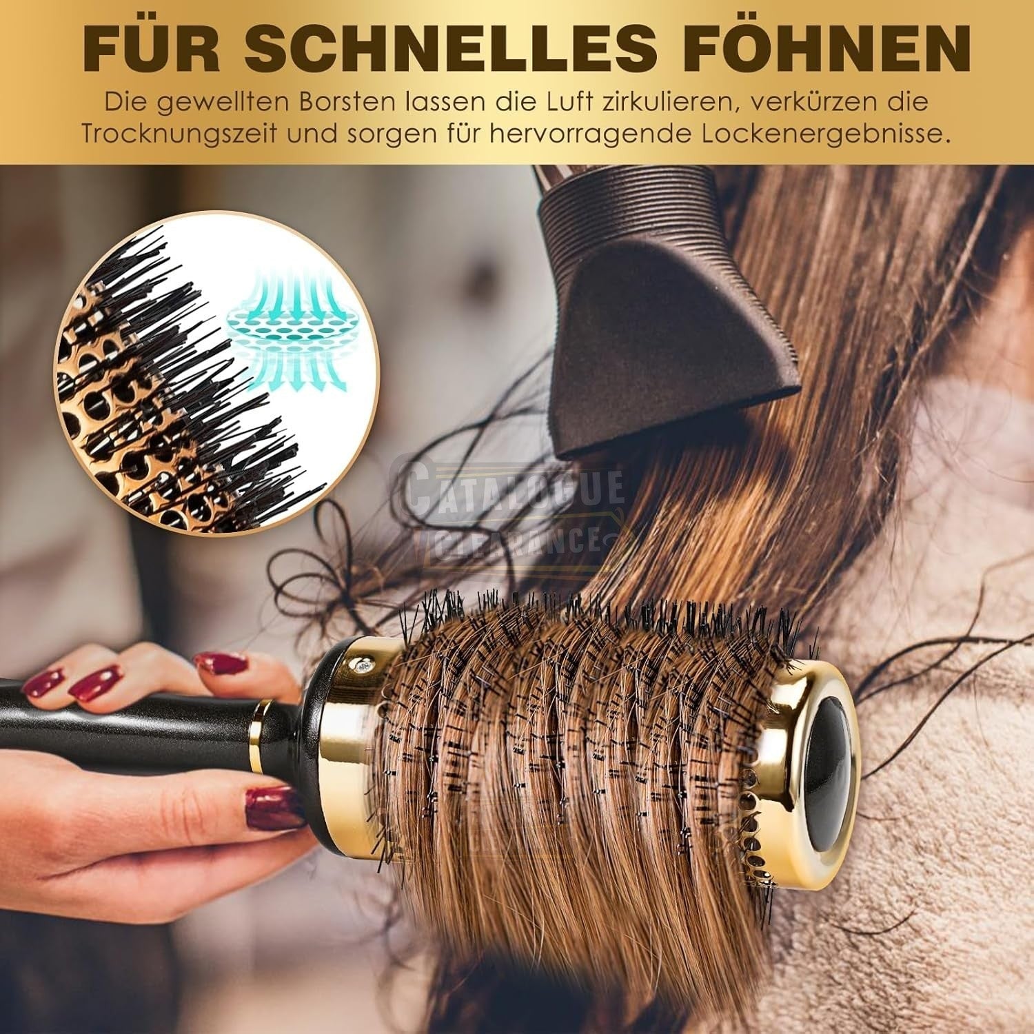 SHINLEA 53mm Round Brush for Blow Drying – Nylon & Aluminium Professional Hair Brush for Curls and Styling Without Pulling