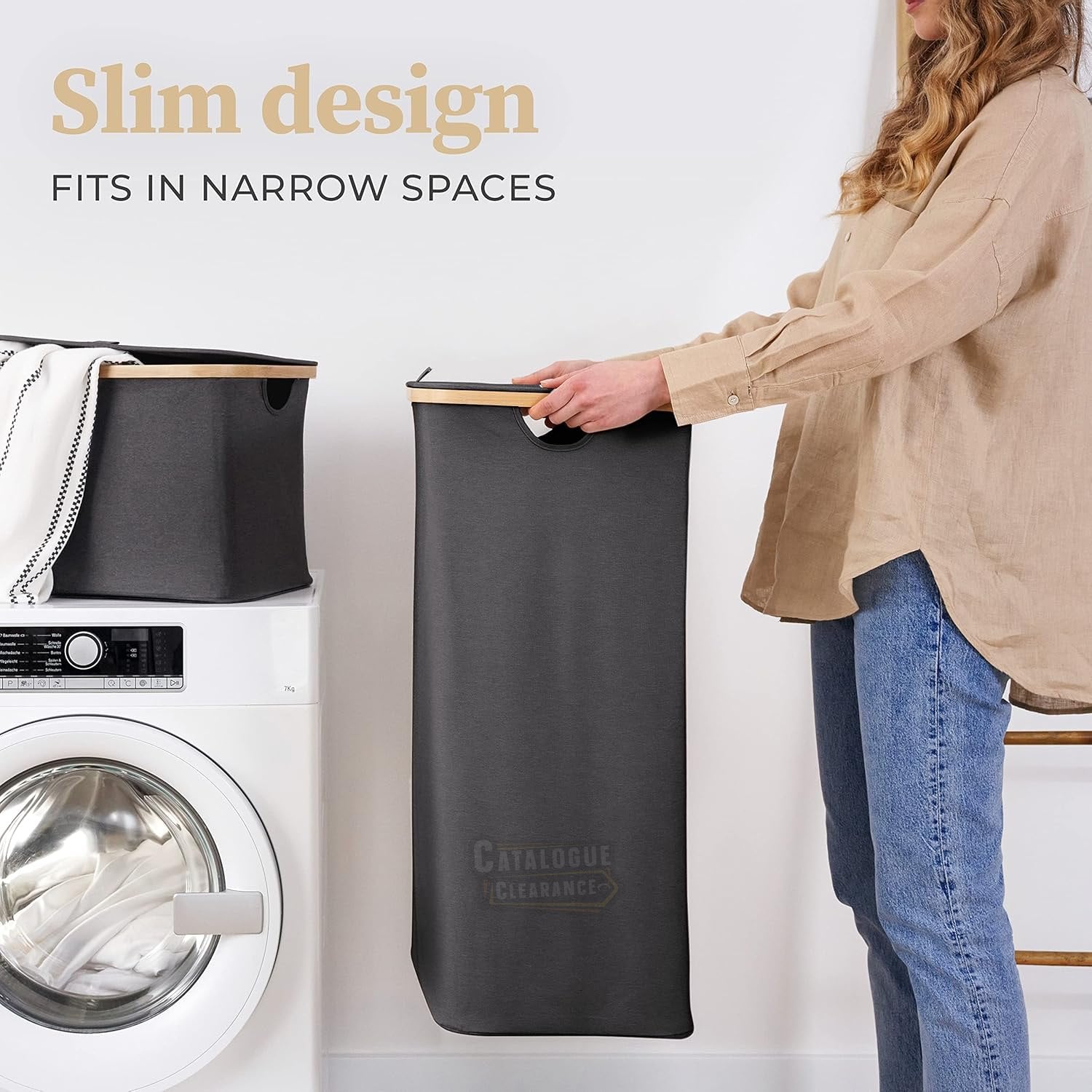 Adrian 100L Bamboo Laundry Hamper with Lid & Removable Bag
