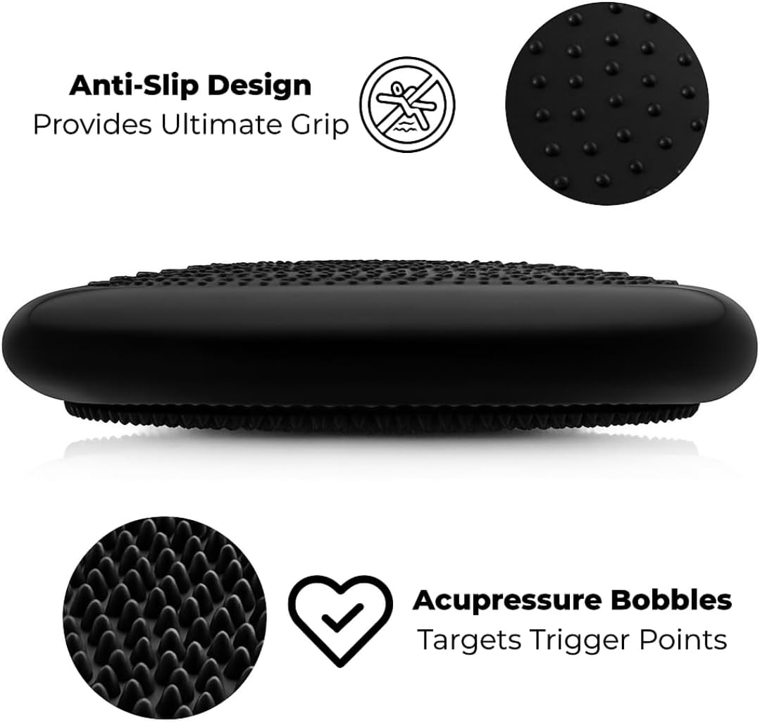 Inflatable Wobble Cushion Balance Disc with Pump – Core Stability Training Air Pad (33cm)