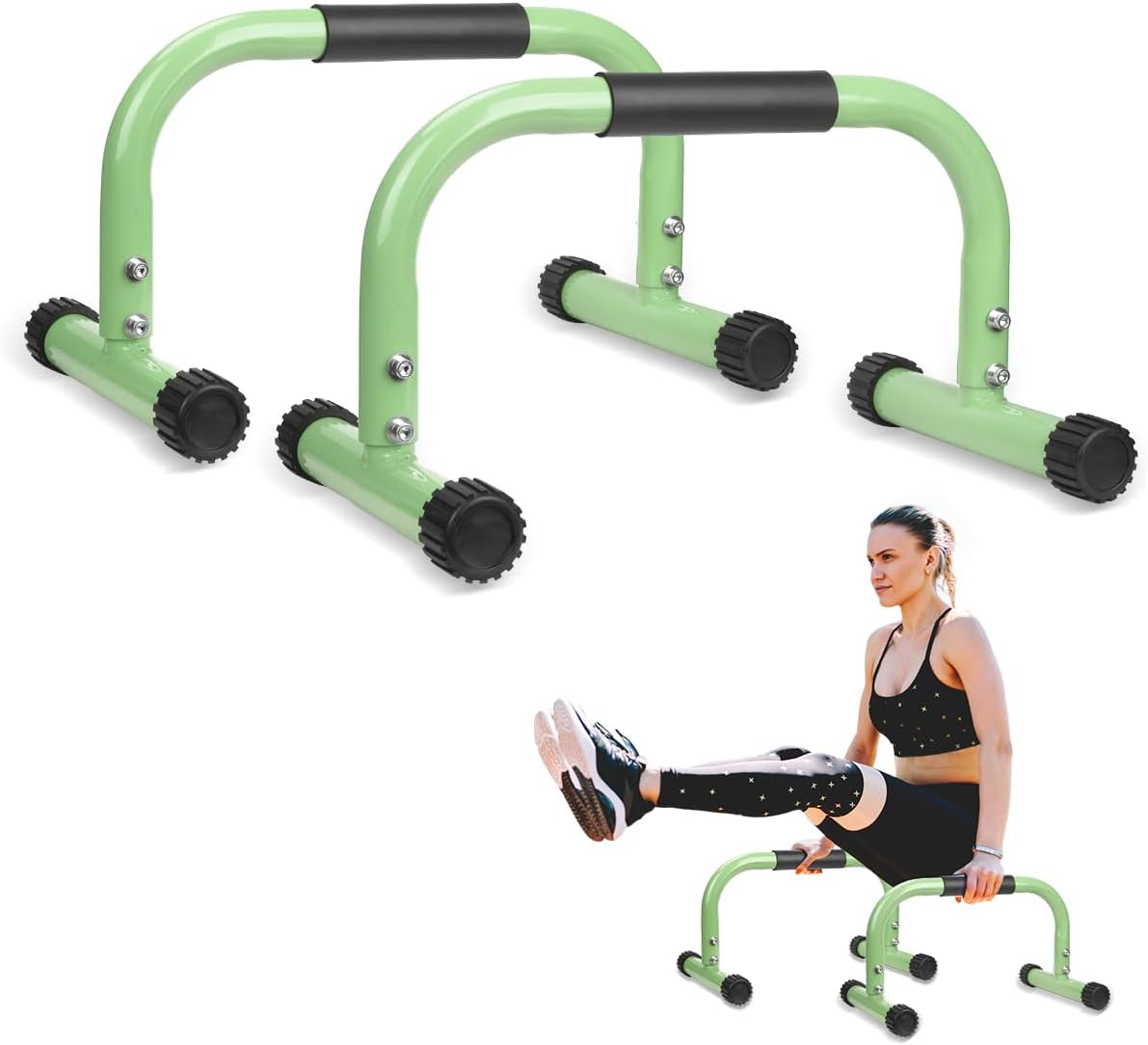 AmazeFan Parallettes Push Up Bars – Calisthenics Training Stands for Handstands, Dips & Strength Workouts (17 x 10 x 10 in)