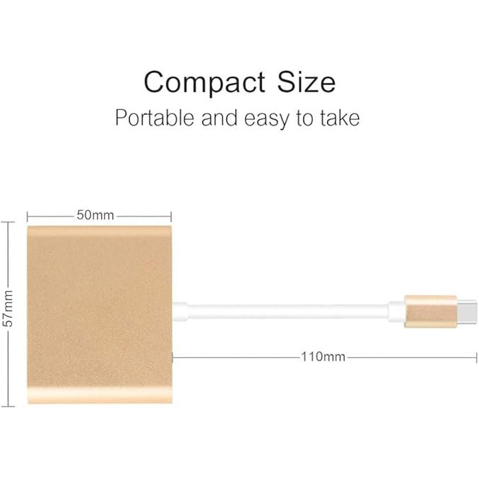 High-Performance USB-C 3-in-1 Multi-Port Adapter – 4K HDMI, USB 3.0, USB-C