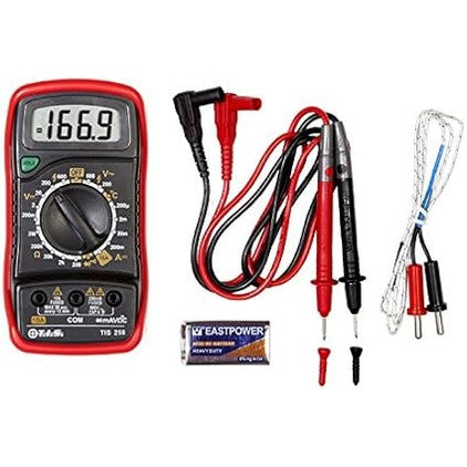 TIS 258 Pocket Digital Multimeter – 2000 Count, CAT II 600 V, with Temperature Probe
