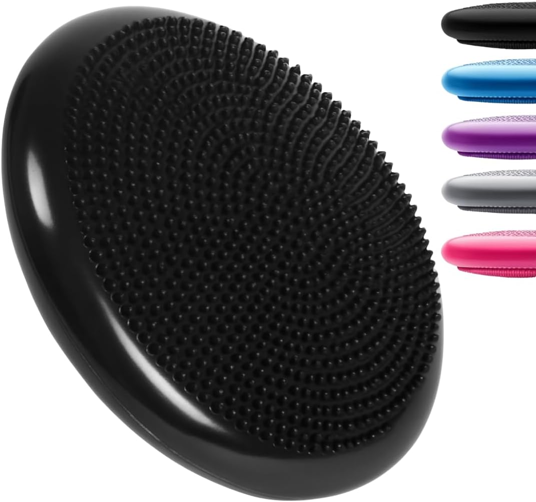 Inflatable Wobble Cushion Balance Disc with Pump – Core Stability Training Air Pad (33cm)