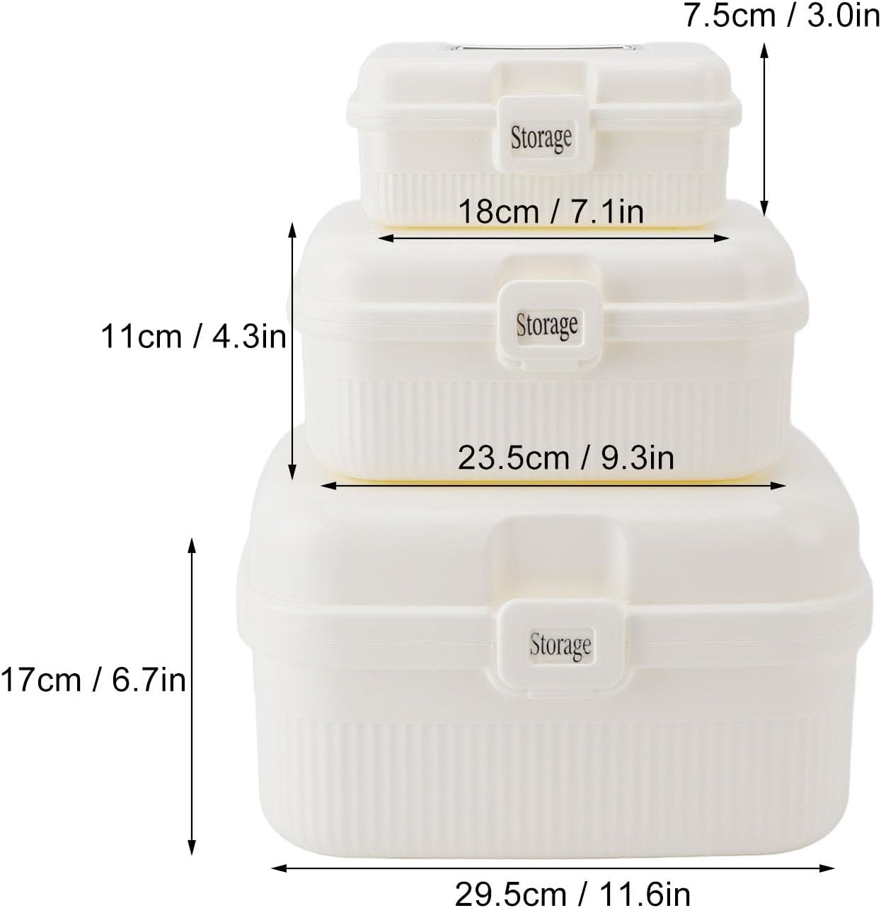 3-Piece Medicine Organizer Box Set – Large Capacity Storage Case with Removable Tray (Small, Medium & Large)