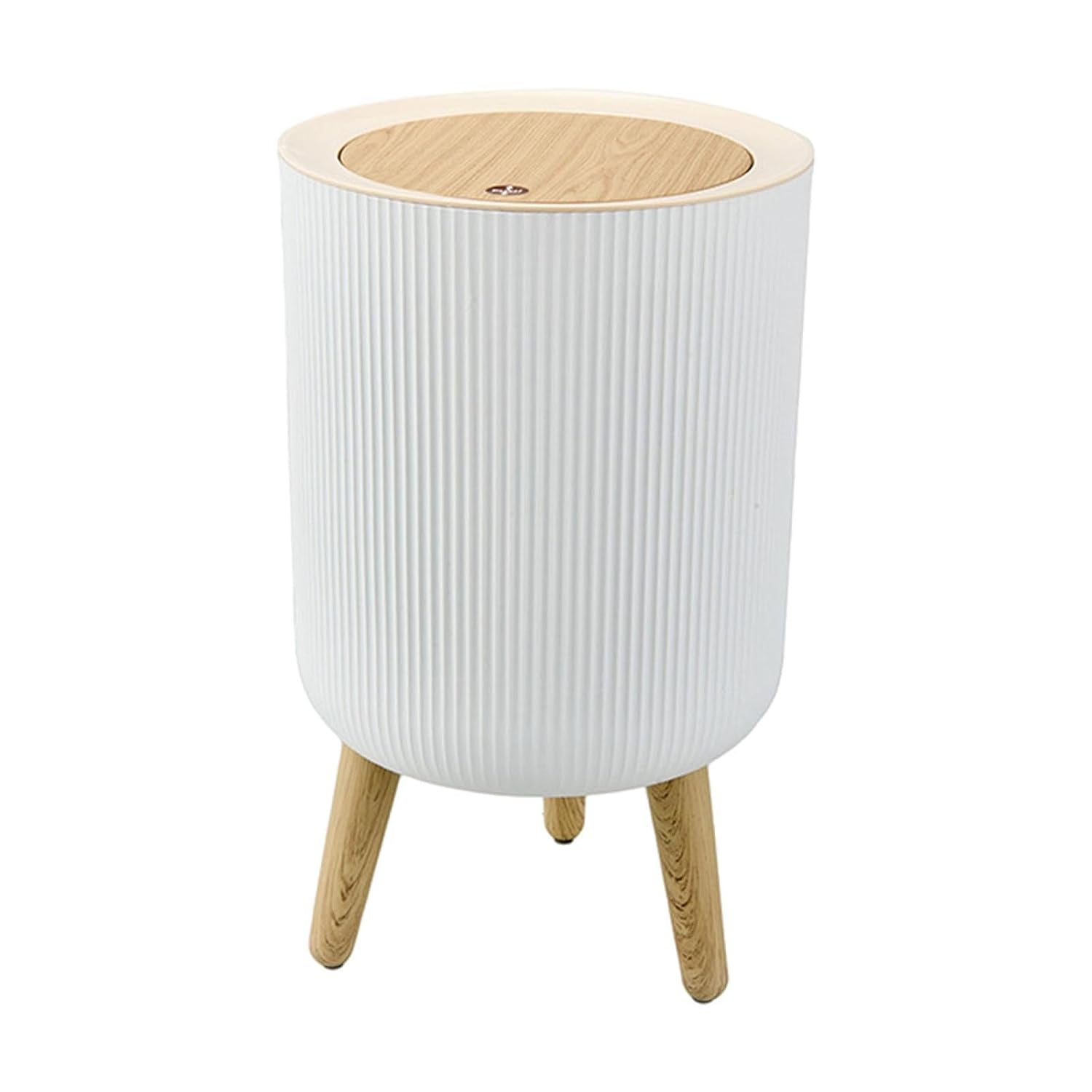 Ronyme 7L Trash Can with Press Lid – Elevated Waste Bin with Legs & Concealed Bag Holder (White)