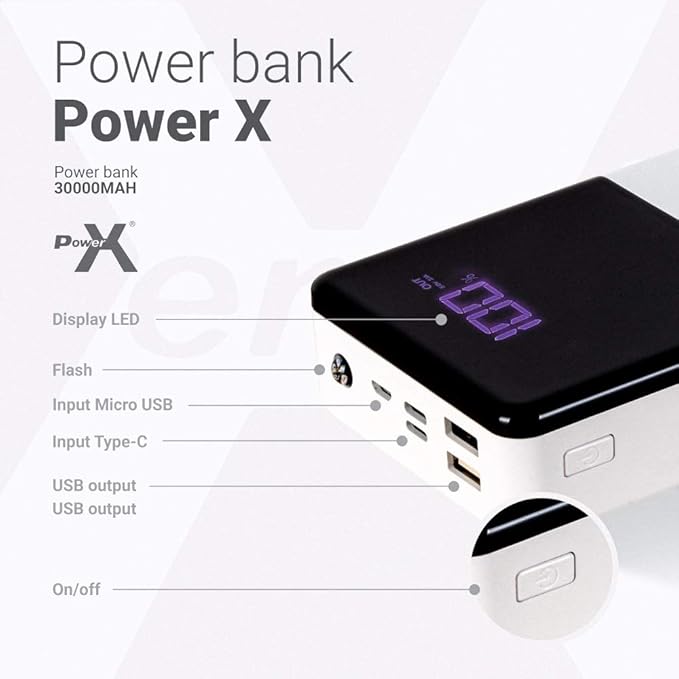 POWERX POWER BANK Q500 DISPLAY 30000MAH WHITE
