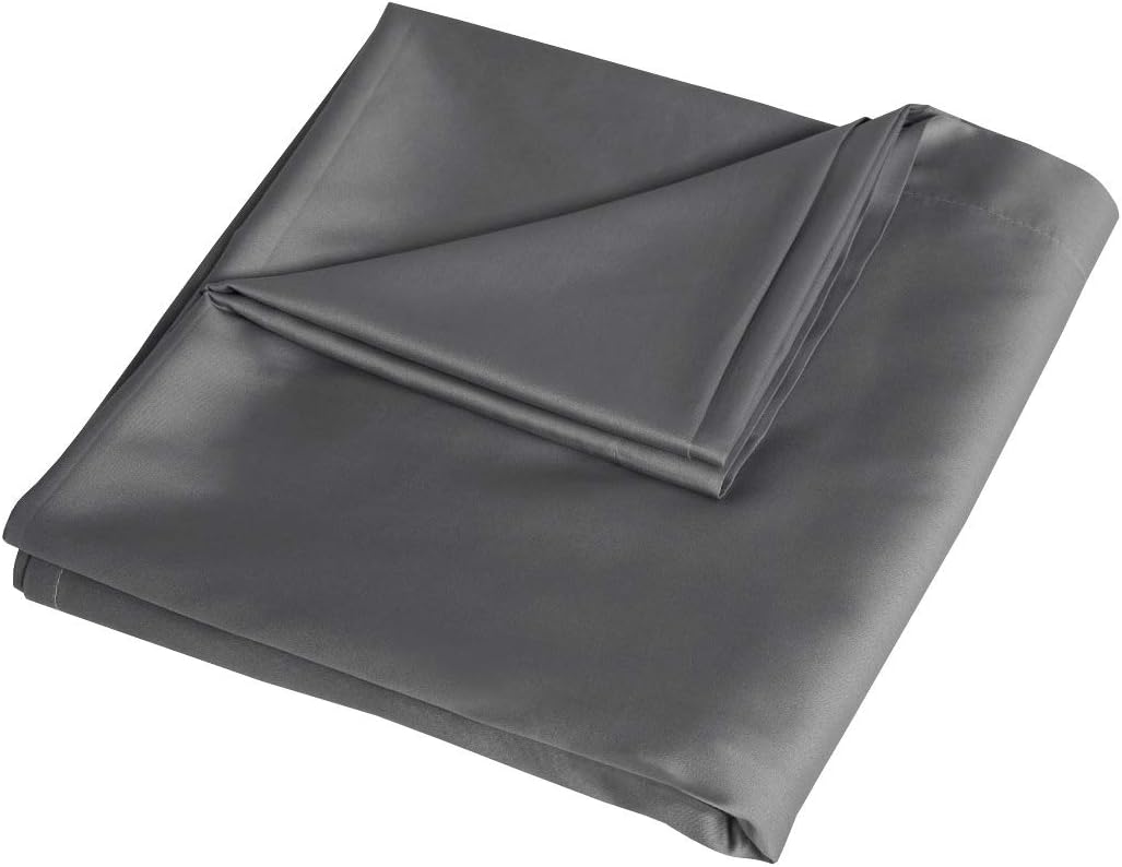 Sleepdown 100% Cotton Sateen Anti-Allergy Flat Sheet 300 Thread Count Luxury Bedsheet Bed Linen-Charcoal Grey-Super King (275cm x 275cm)