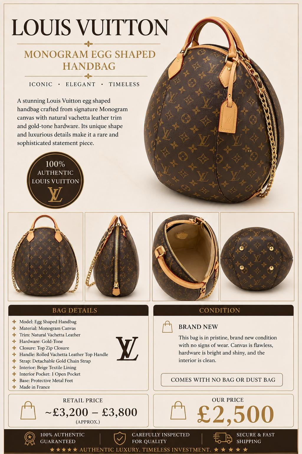 Authentic Louis Vuitton Monogram Egg-Shaped Handbag - PRELOVED