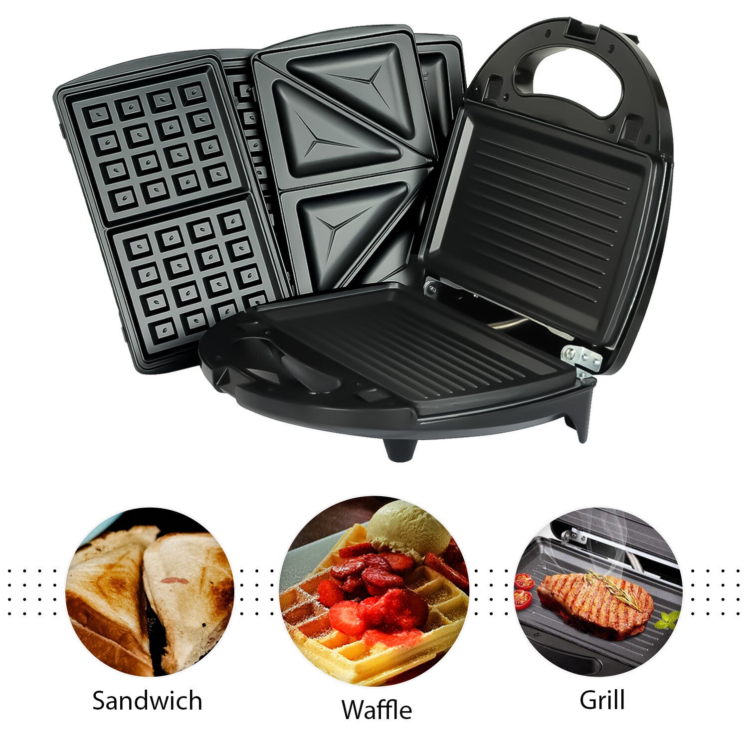 SilverCrest 3-in-1 Sandwich Toaster – Toasties, Waffles & Grill Plates (750W)