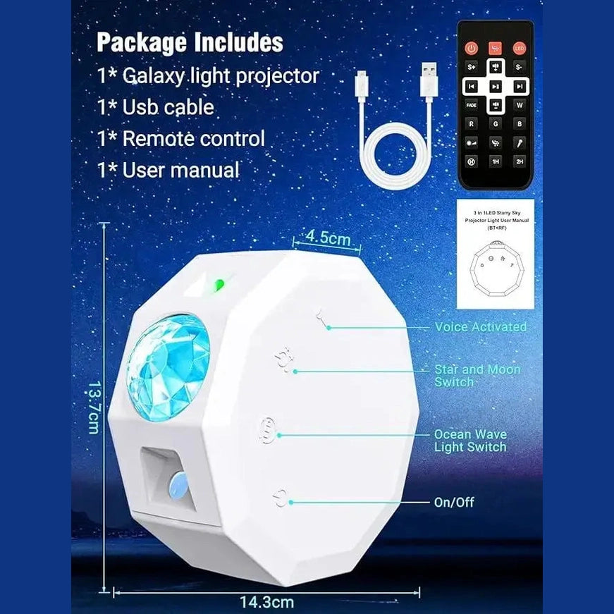 FGRYB Galaxy Star Projector – with Water Wave Effect & 20 Lighting Modes(Kx-668RF)