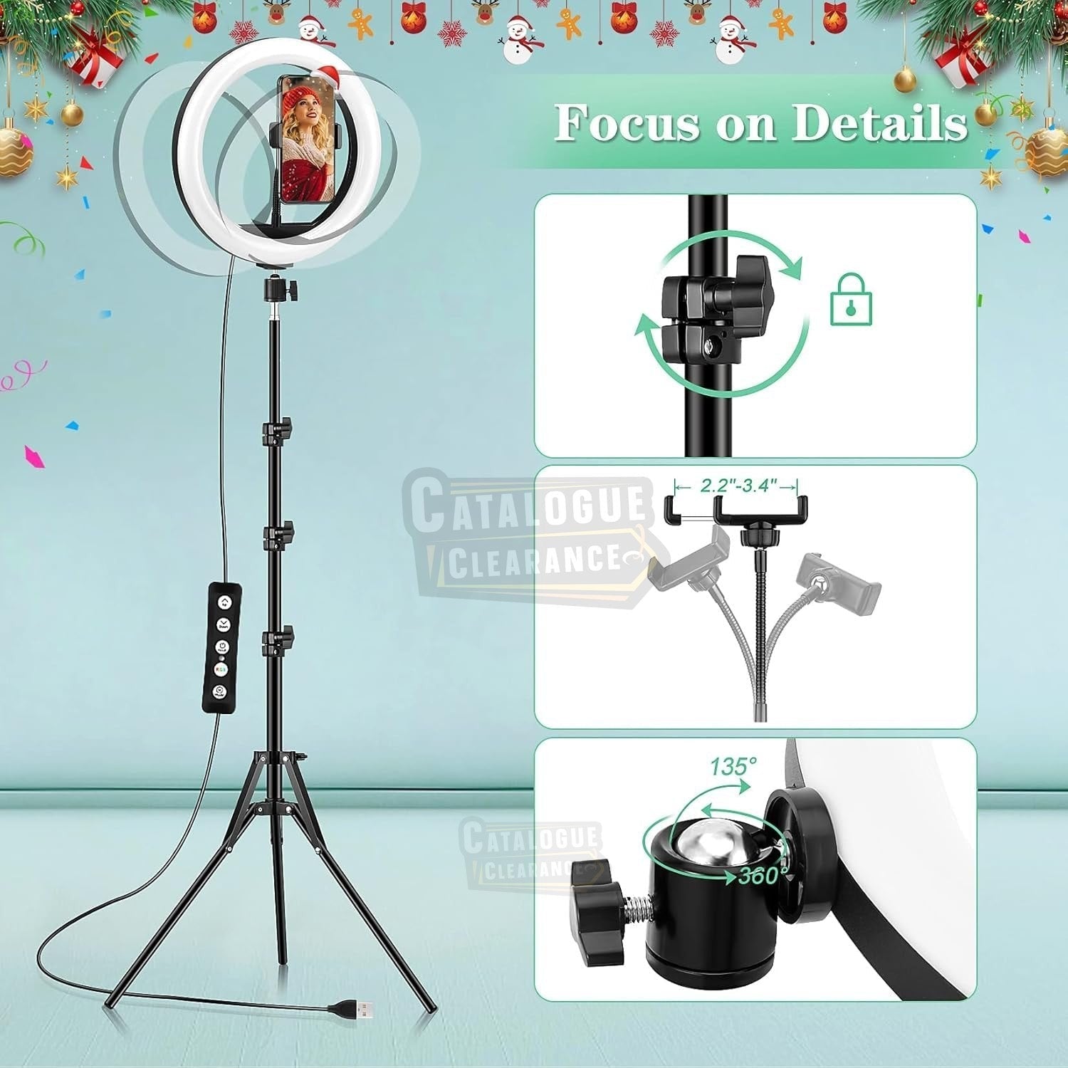 10" Ring Light with Tripod – Dimmable LED for Streaming & Makeup