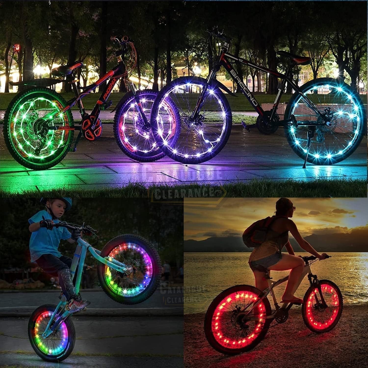 Bike Wheel Light, IP65 Waterproof, 3 Lighting Modes, Easy to Install