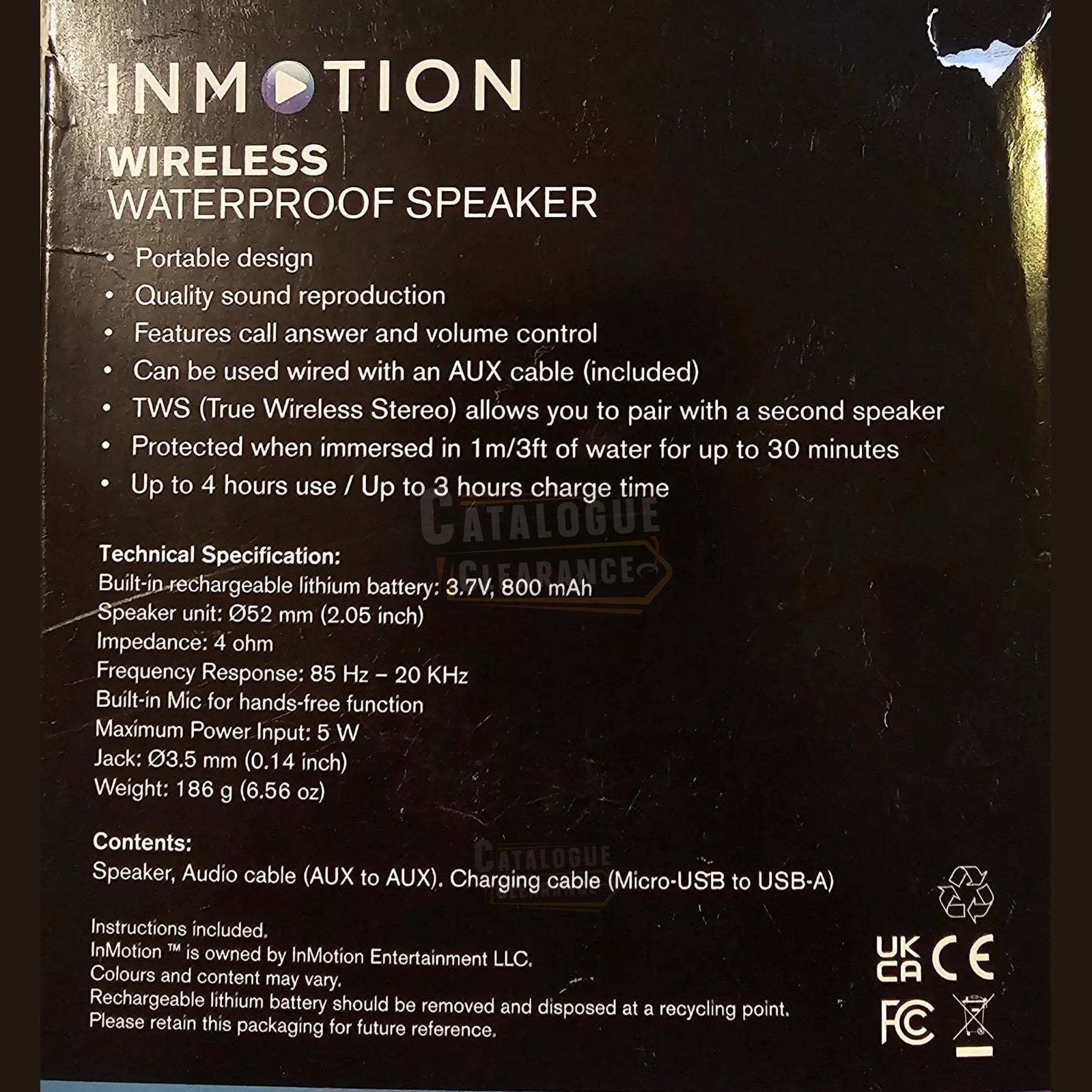Inmotion Wireless Waterproof Speaker – Portable Design with Built-in Microphone
